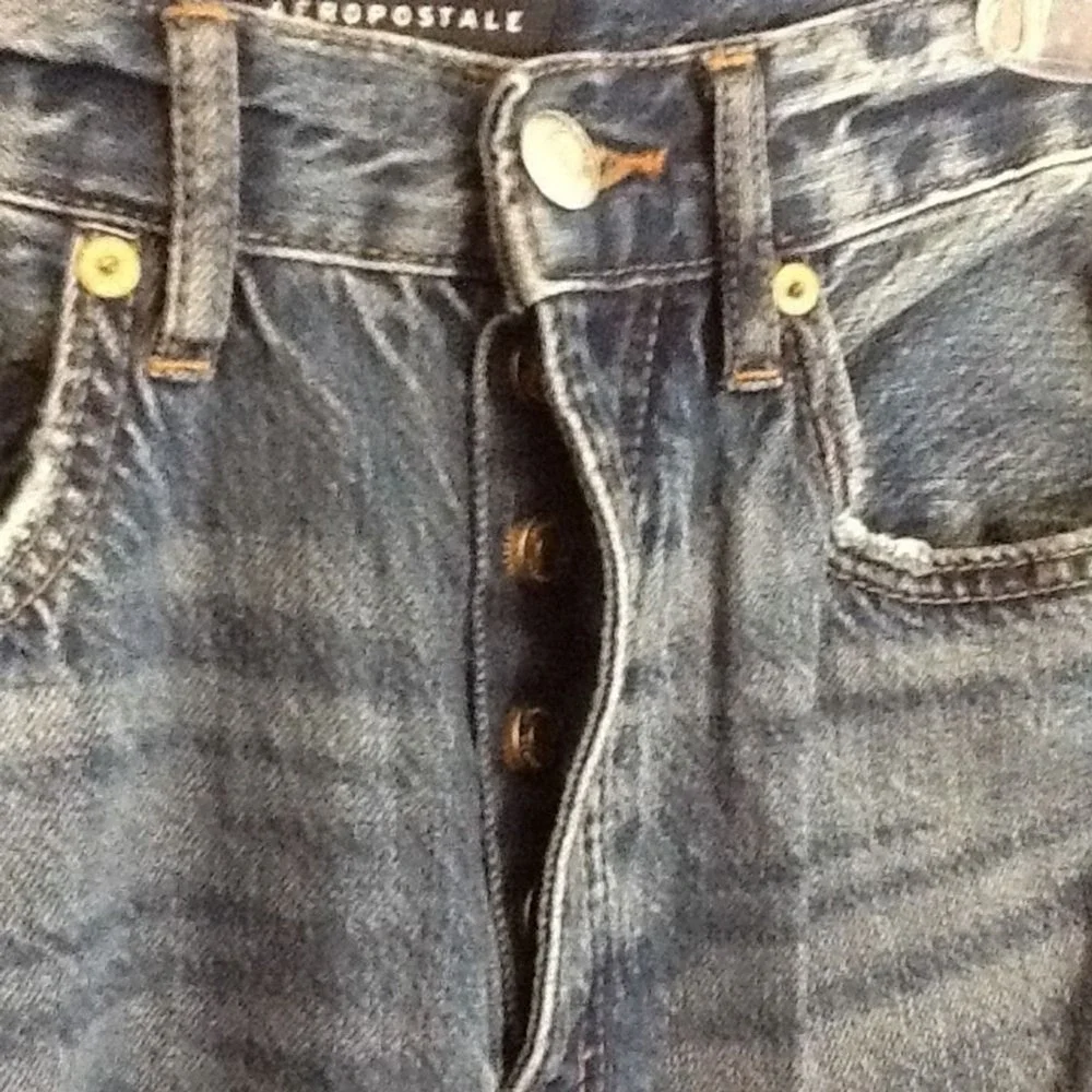 Aeropostale 90s Baggy Jeans W24‎ Size 2 Reg Distressed Denim Button Fly Y2K